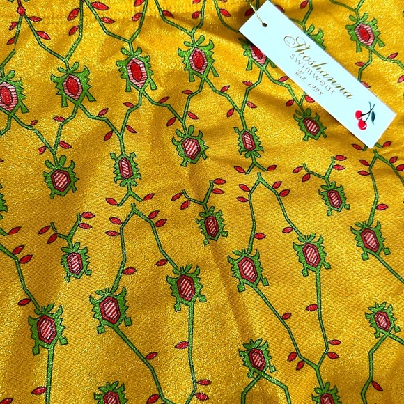 Shoshanna YELLOW MULTI CINCHED ONE PIECE Colorful Strapless Swimsuit 8 NEW $250! - Picture 6 of 14